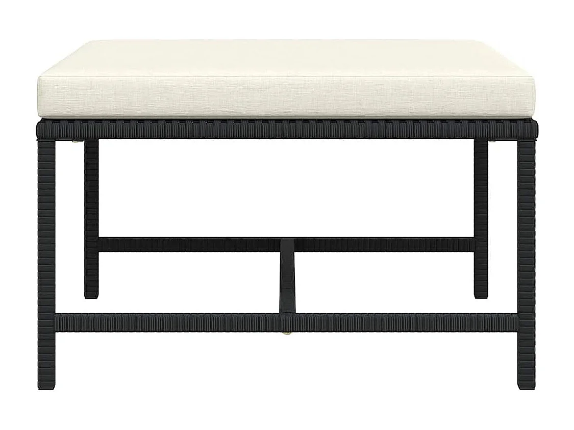 Repose-pied sectionnel avec coussin Noir Résine tressée