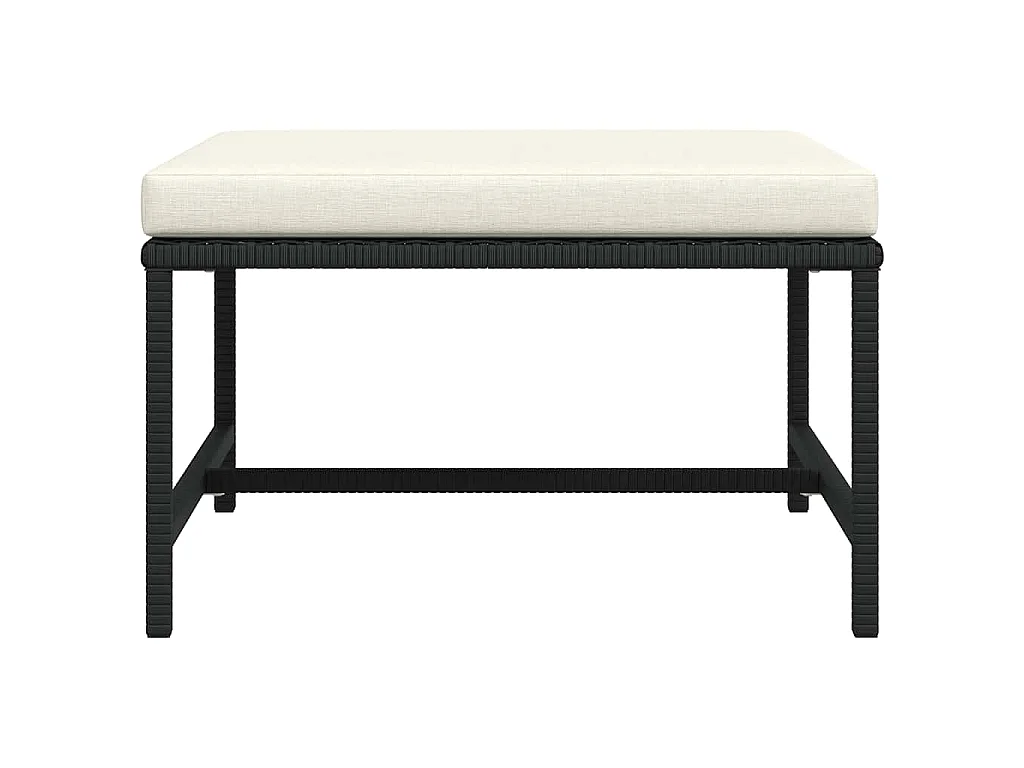 Repose-pied sectionnel avec coussin Noir Résine tressée