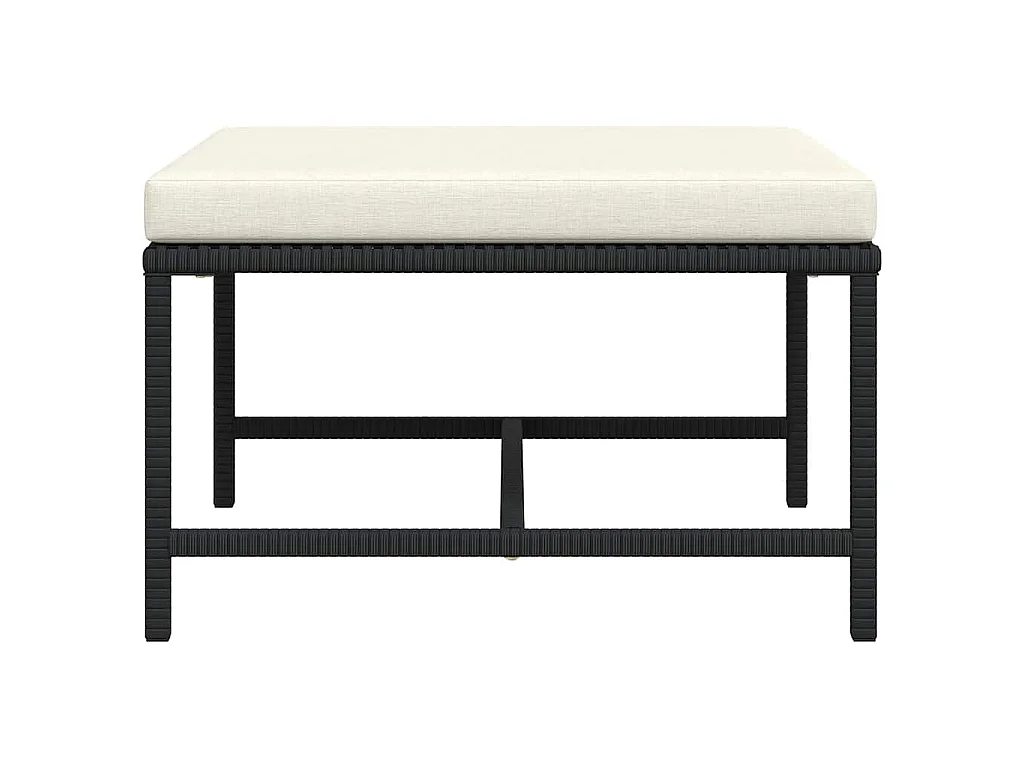Repose-pied sectionnel avec coussin Noir Résine tressée