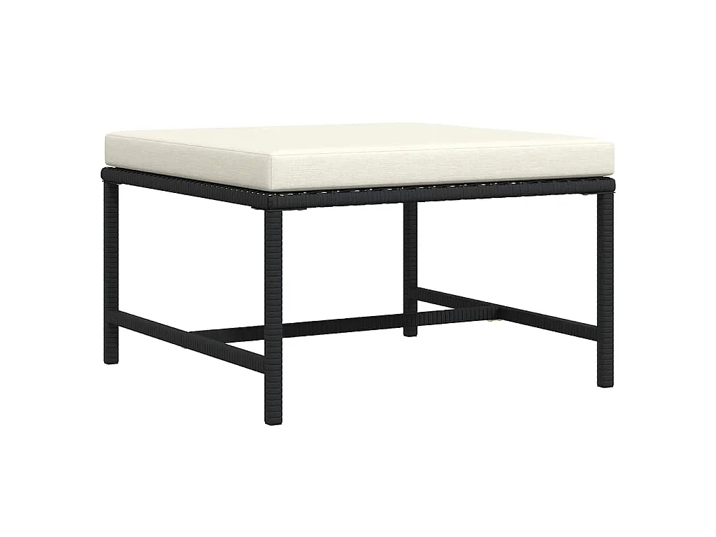 Repose-pied sectionnel avec coussin Noir Résine tressée