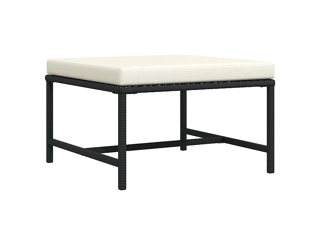 Repose-pied sectionnel avec coussin Noir Résine tressée