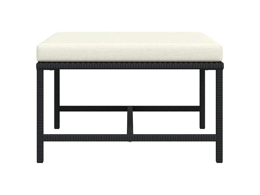 Poggiapiedi Modulare con Cuscino in Polyrattan Nero