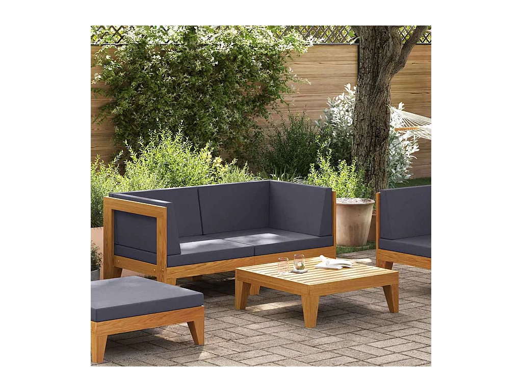 Salon de jardin 2 pcs avec coussins Bois d'acacia solide