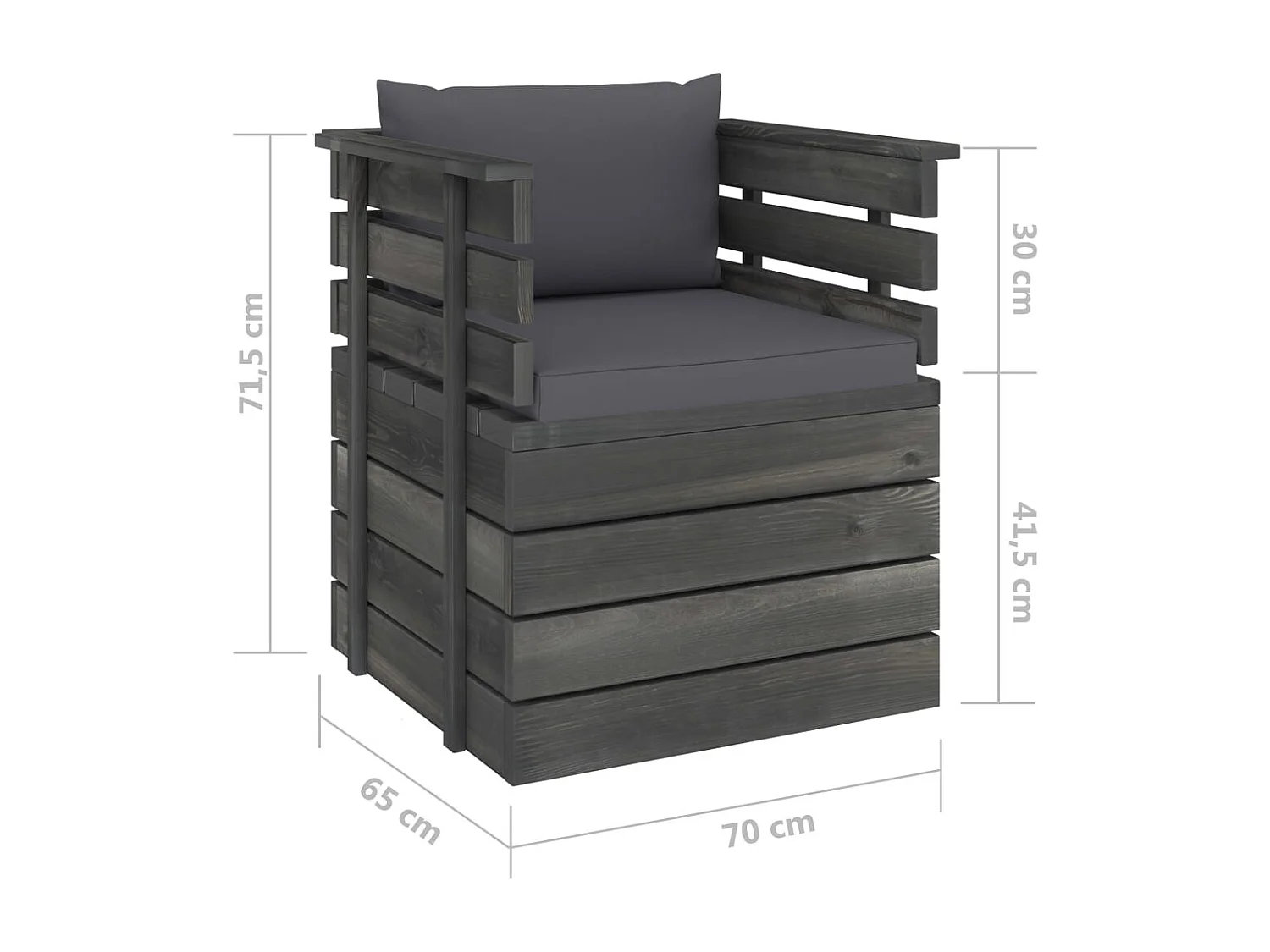 Poltrona de jardim com almofadões madeira de pinho