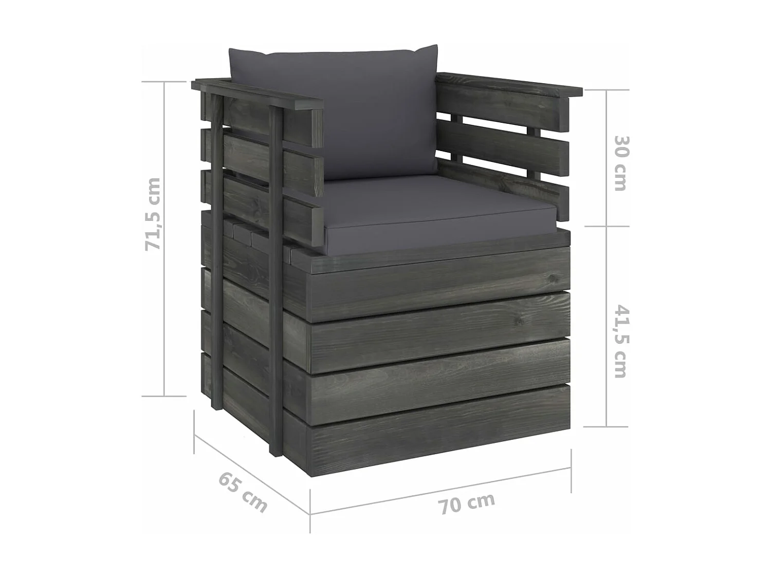 Poltrona de jardim com almofadões madeira de pinho