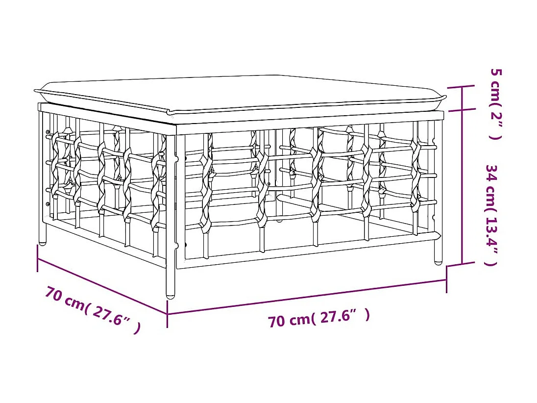Gartenhocker mit Dunkelgrauem Kissen Poly Rattan