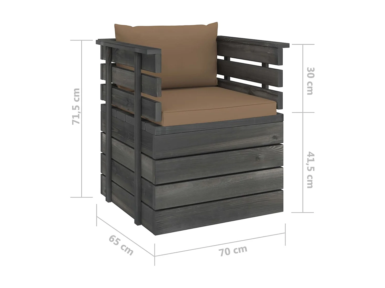 Fauteuil de jardin avec coussins Bois de pin