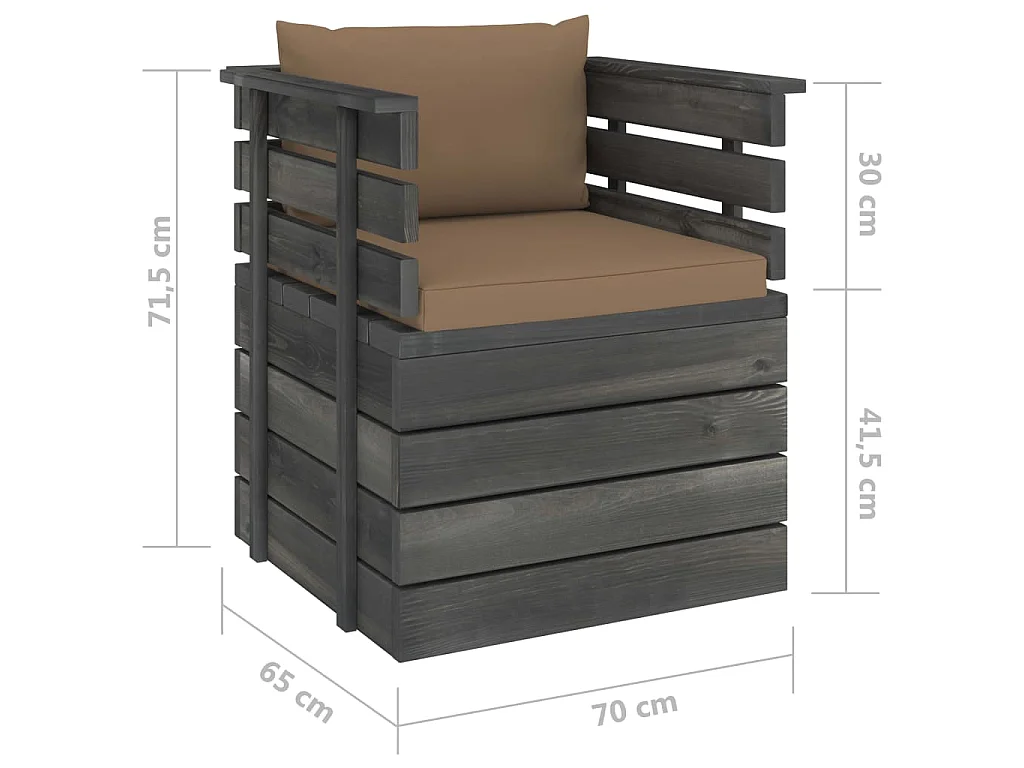 Tuinfauteuil met kussens pallet grenenhout