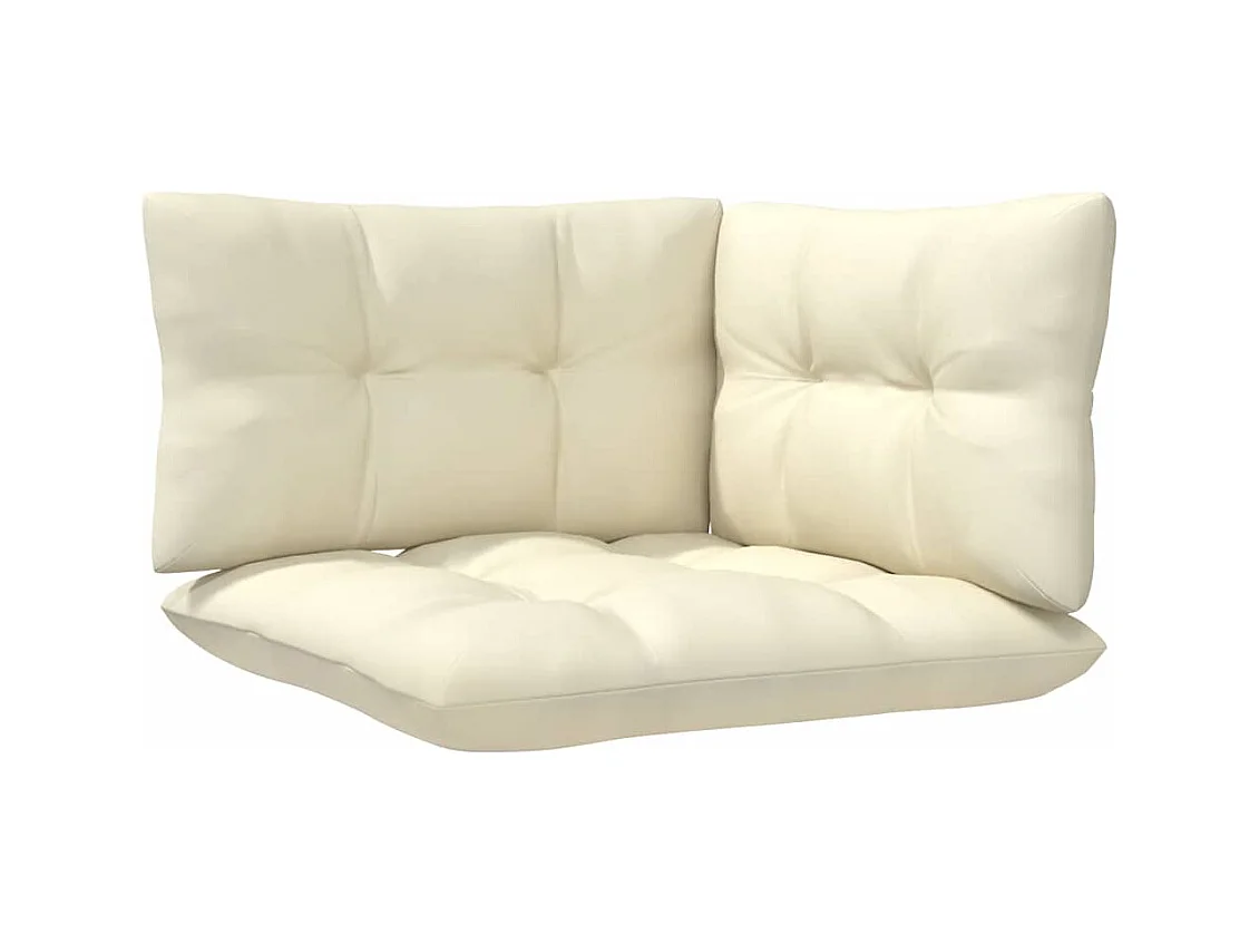 Set Divani da Giardino 3 pz con Cuscini Crema Massello di Pino
