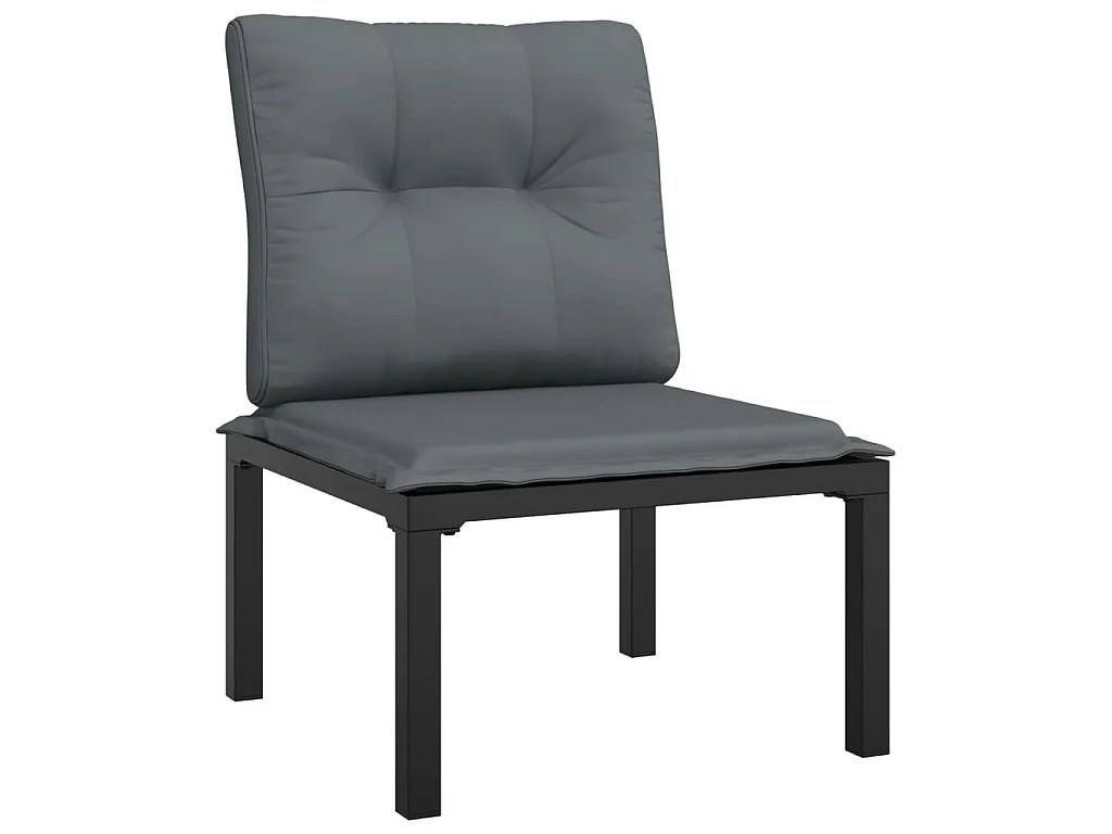 3-delige Loungeset met kussens poly rattan zwart en grijs