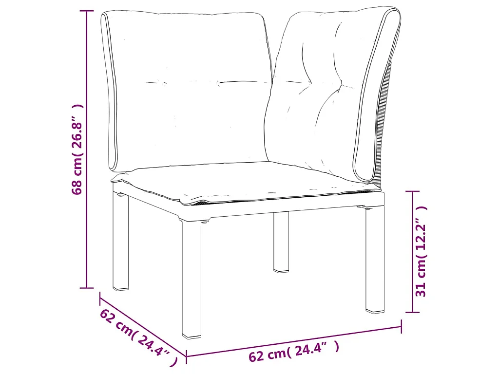 3-delige Loungeset met kussens poly rattan zwart en grijs