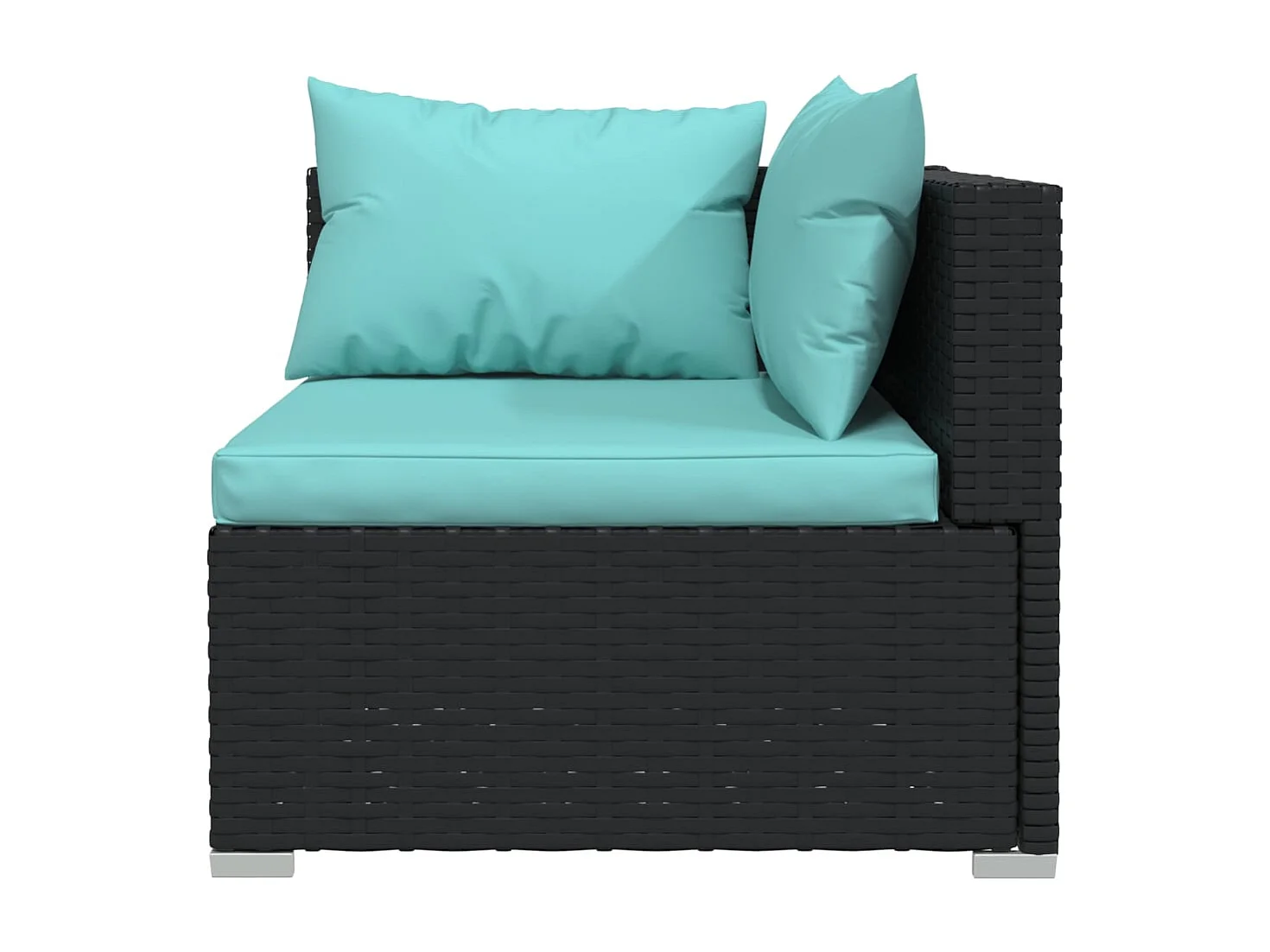 Salon de jardin 3 pcs avec coussins Noir Résine tressée