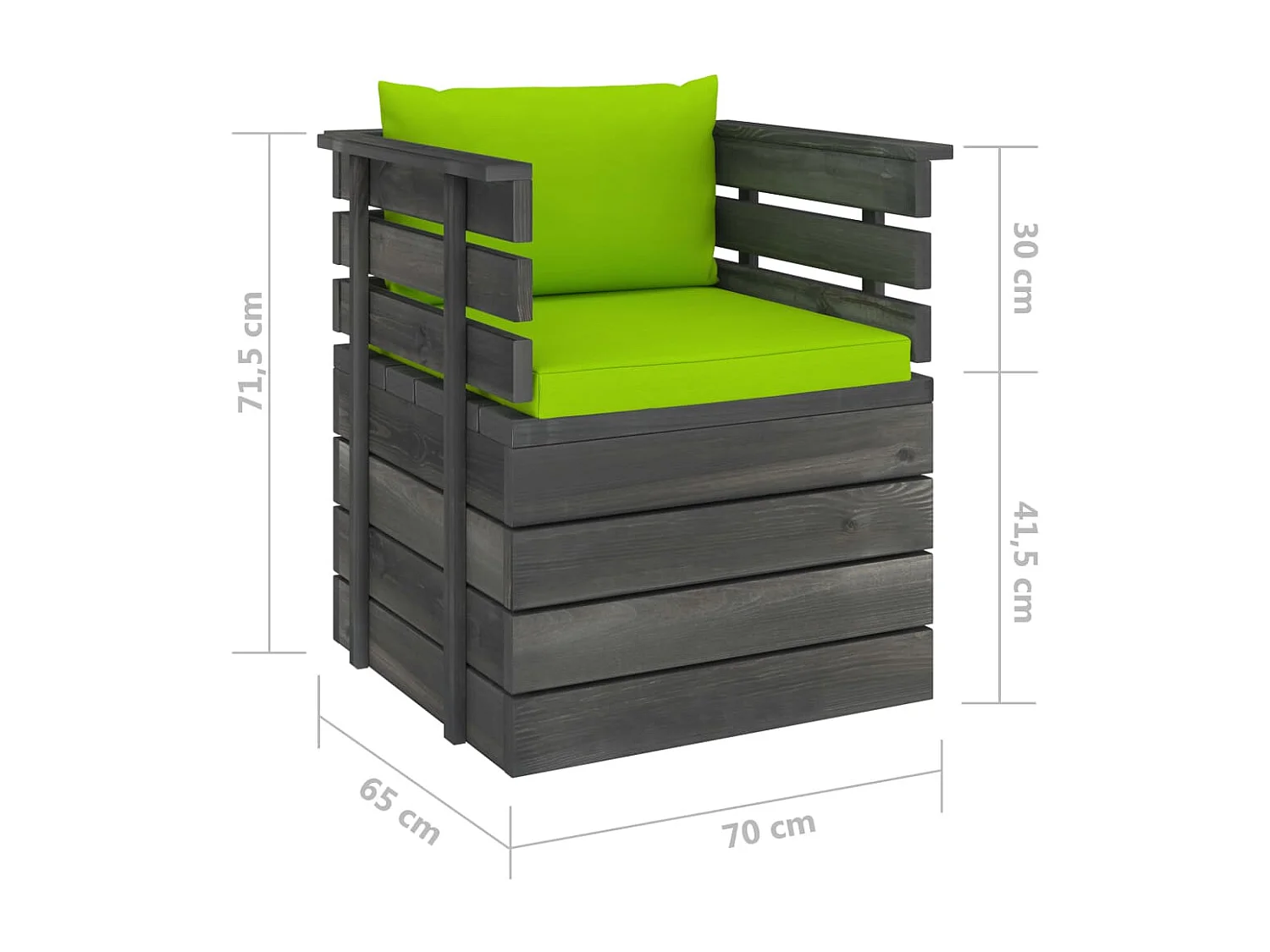 Fauteuil de jardin avec coussins Bois de pin