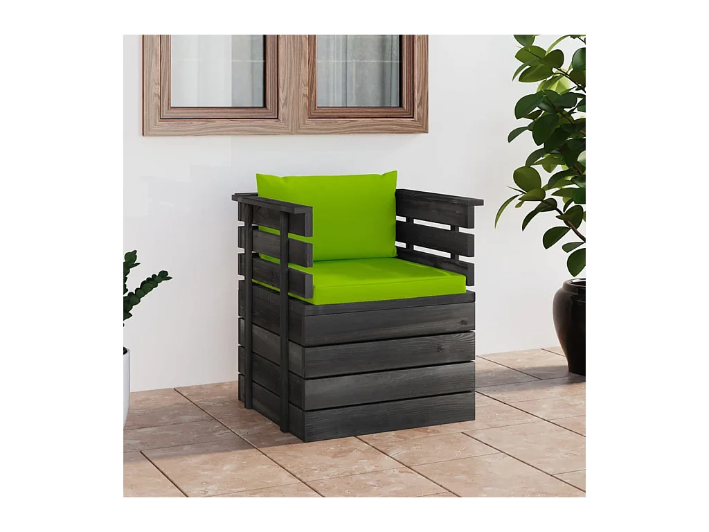 Fauteuil de jardin avec coussins Bois de pin