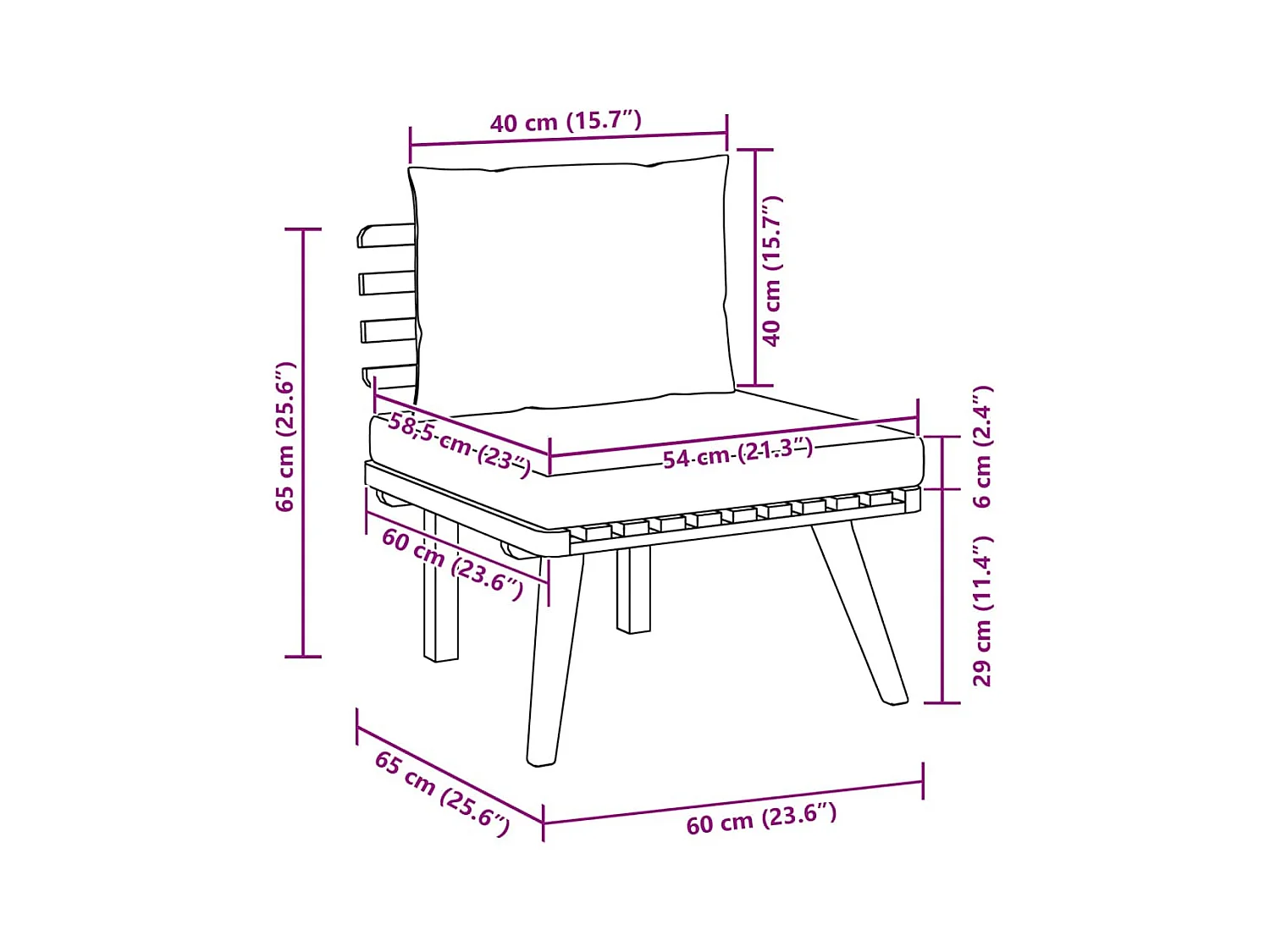Salon de jardin 2 pcs avec coussins Bois d'acacia solide