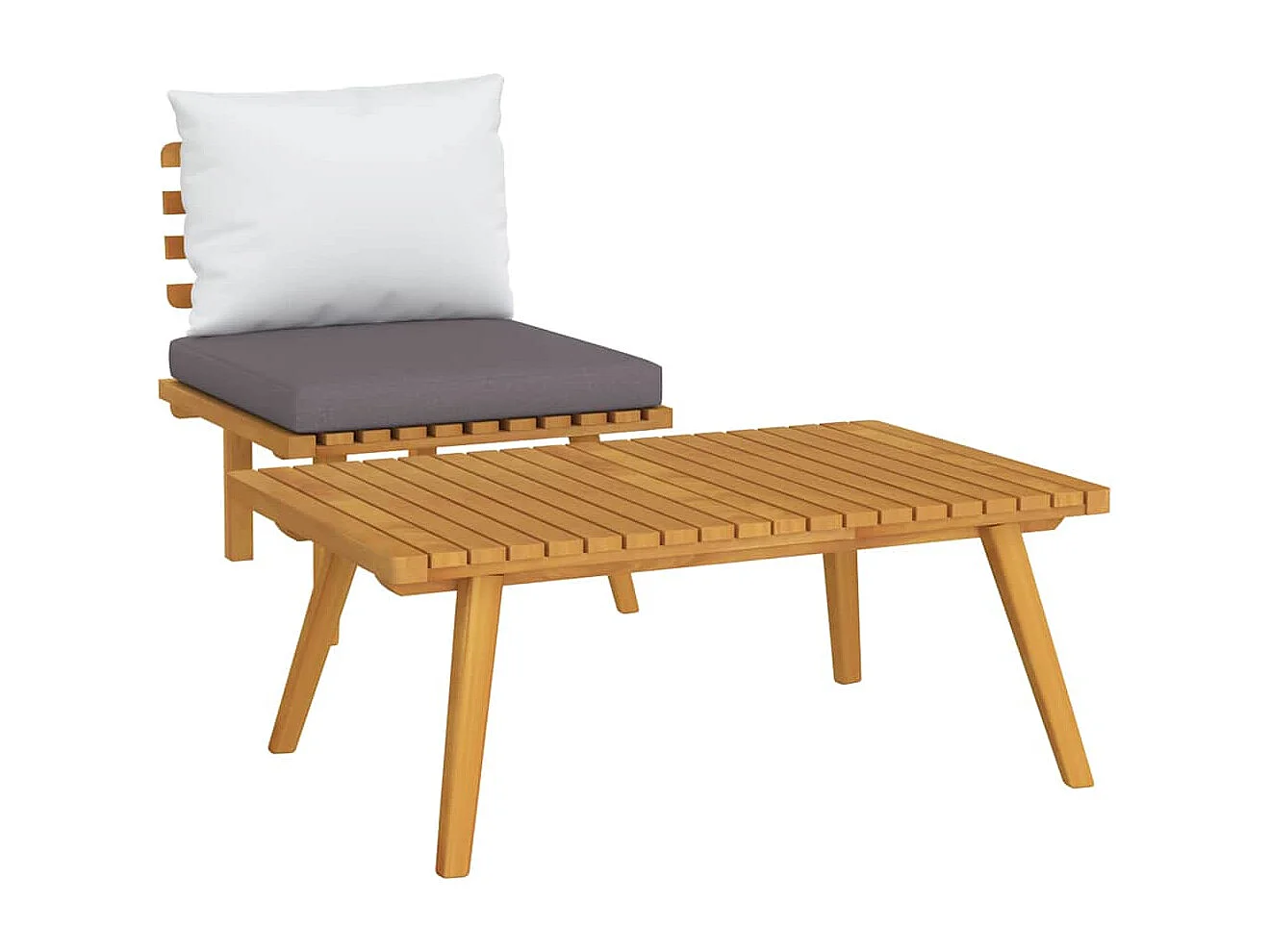 Salon de jardin 2 pcs avec coussins Bois d'acacia solide