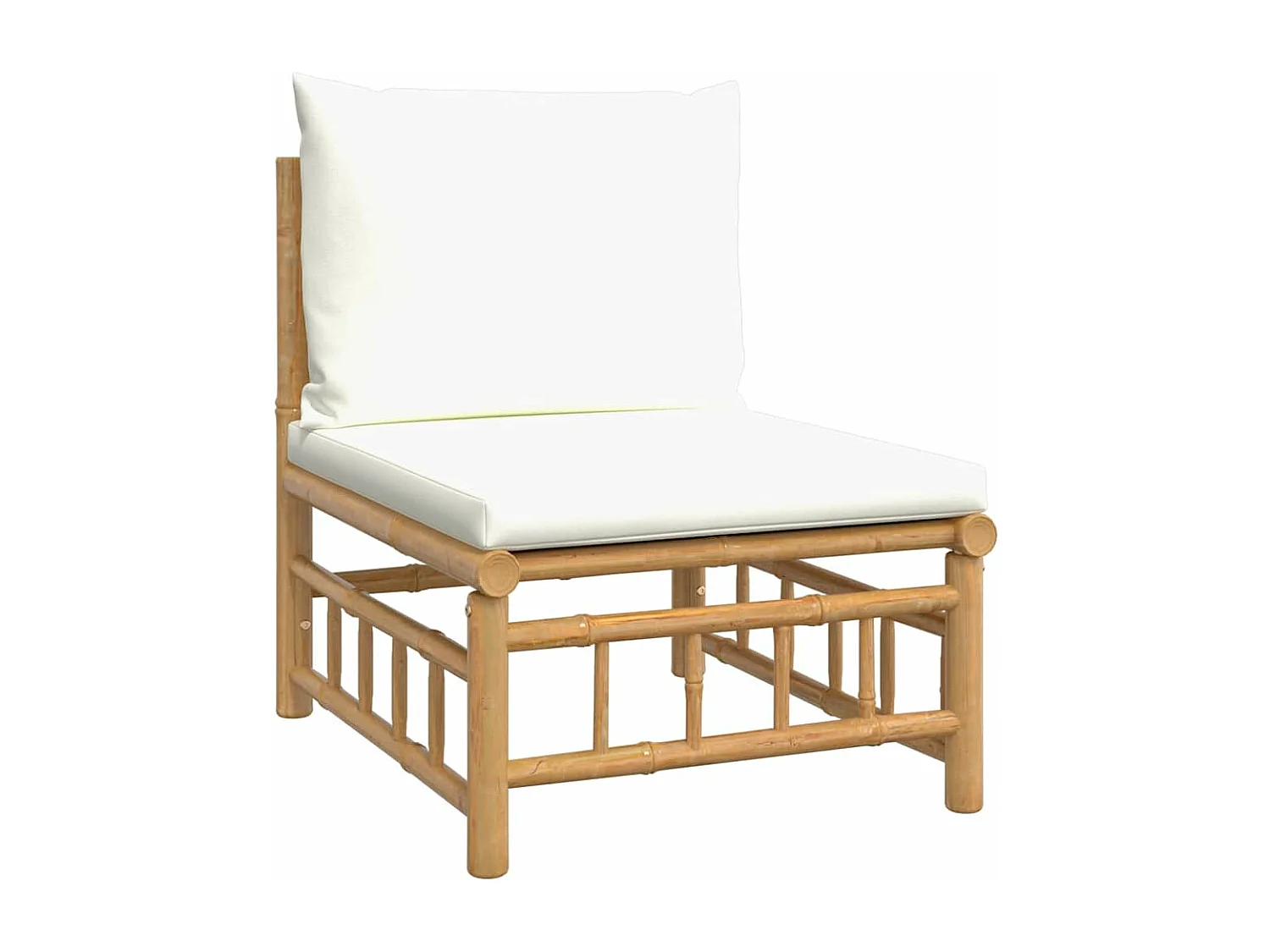 2-tlg. Garten-Lounge-Set mit Cremeweißen Kissen Bambus