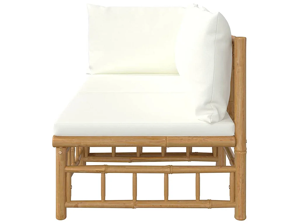 Salon de jardin 2 pcs avec coussins blanc crème bambou