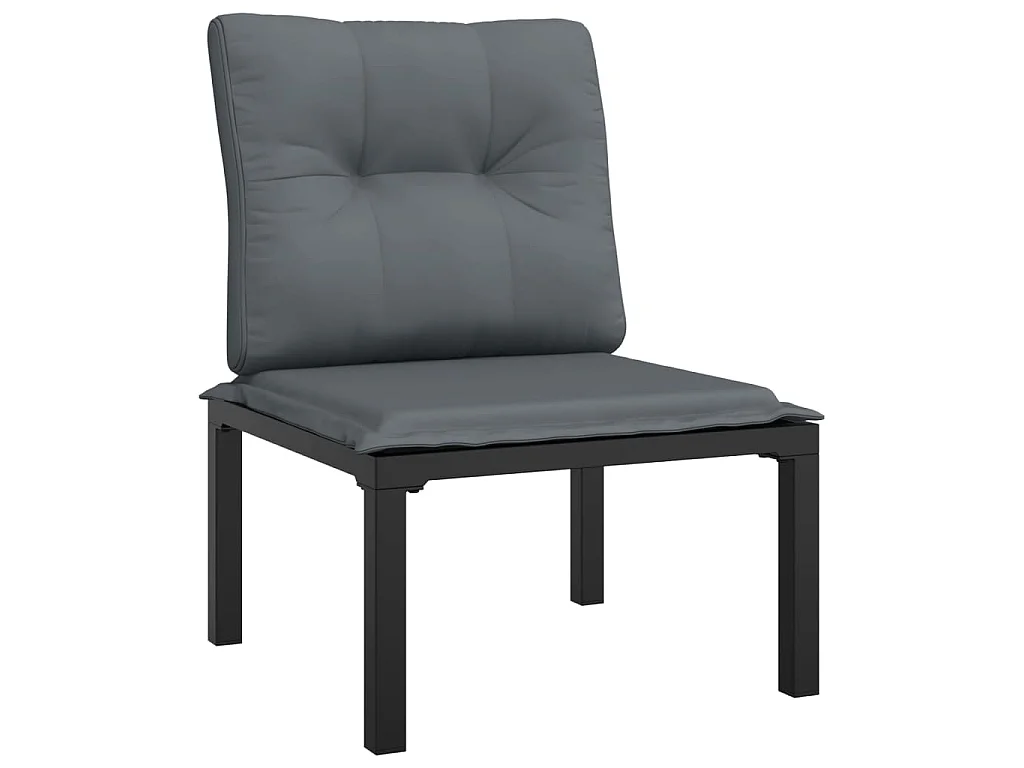 Set Salotto da Giardino 4 pz Nero e Grigio in Polyrattan