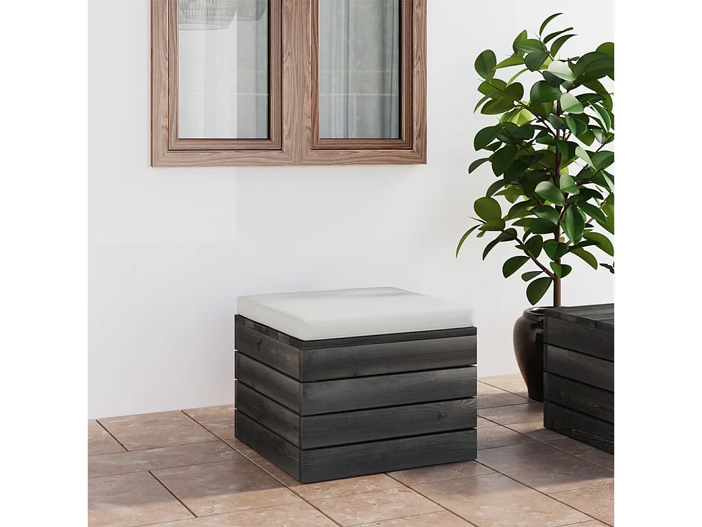 Otomano de paletes para jardim com almofadão madeira de pinho