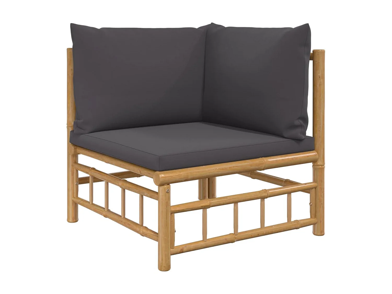 Set Salotto da Giardino 2pz con Cuscini Grigio Scuro Bambù