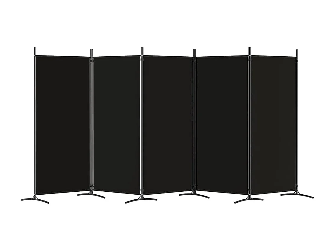 Cloison de séparation 5 panneaux Noir 433x180 cm Tissu