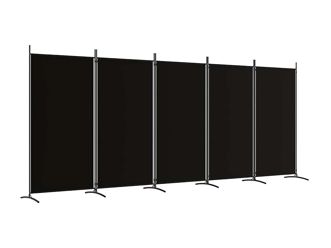 Kamerscherm met 5 panelen 433x180 cm stof zwart