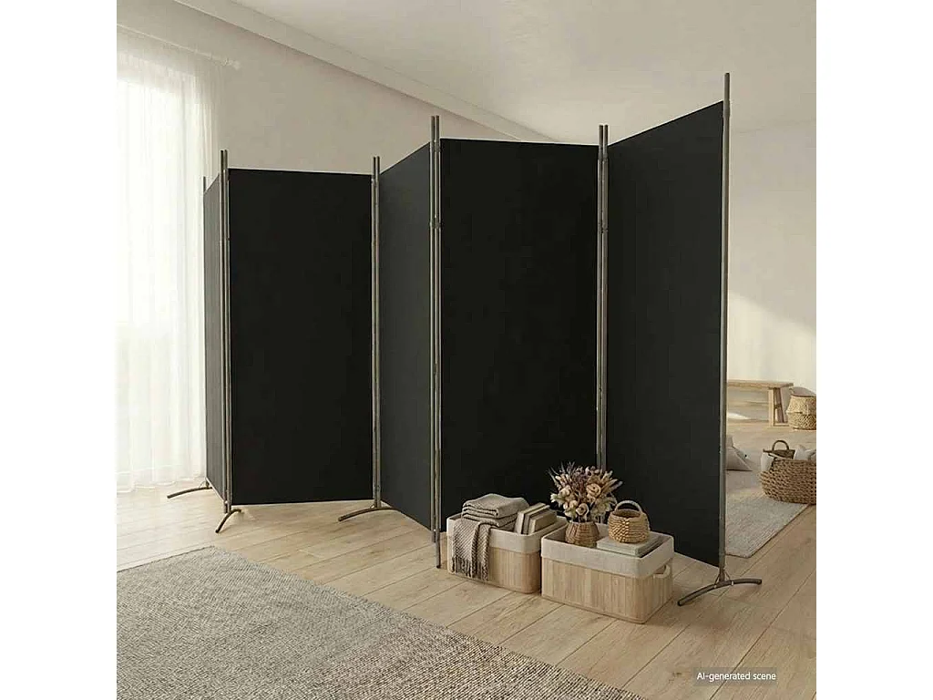 Kamerscherm met 5 panelen 433x180 cm stof zwart