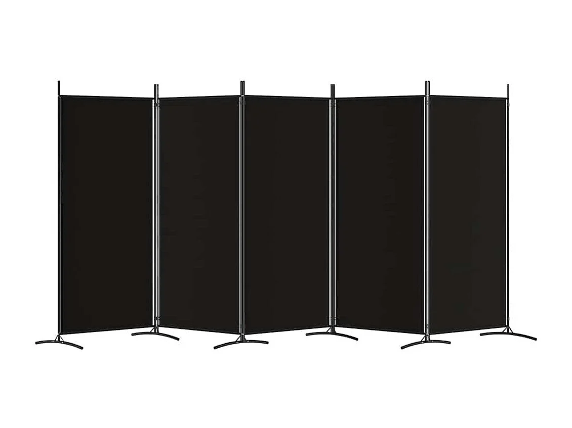 Kamerscherm met 5 panelen 433x180 cm stof zwart