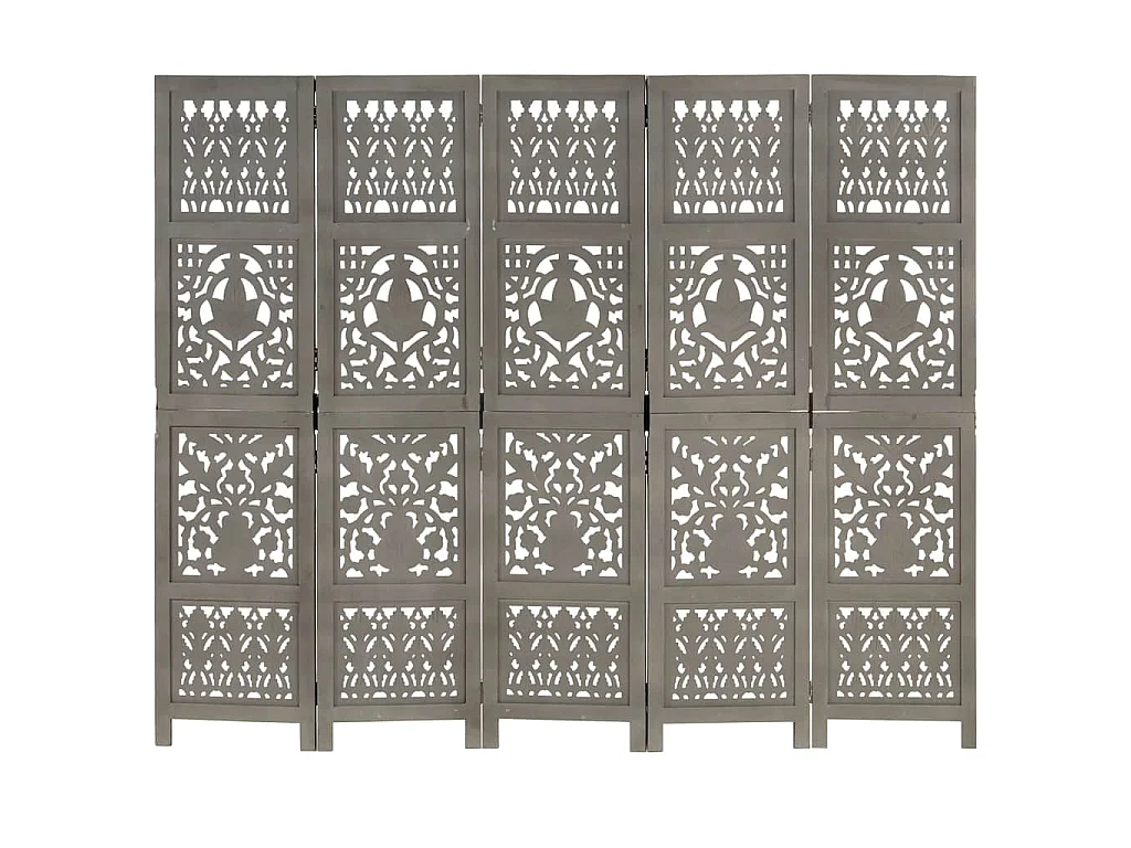 Paravent 5 panneaux Gris 200x165 cm Bois manguier