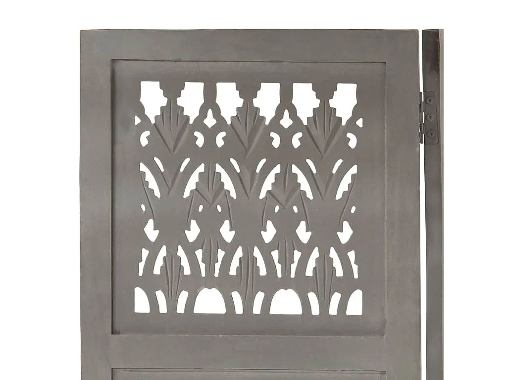 Biombo 5 paneles tallado a mano madera de mango gris 200x165 cm