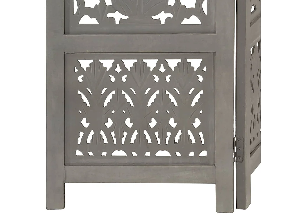 Biombo 5 paneles tallado a mano madera de mango gris 200x165 cm