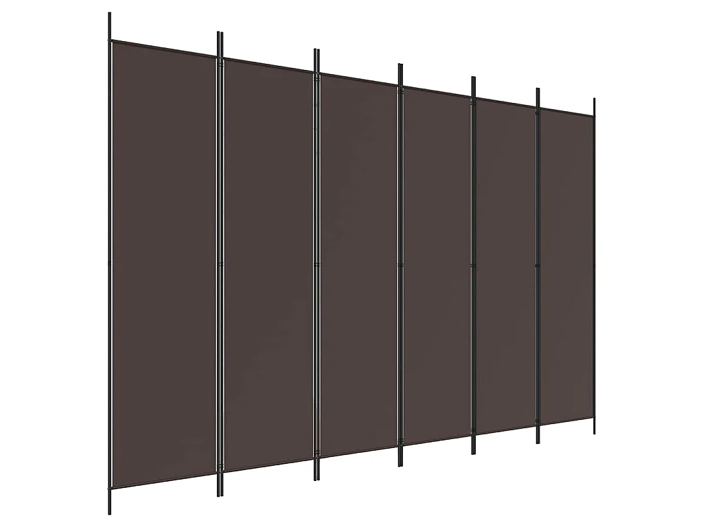 Paravent 6 panneaux Marron 300x200 cm Tissu