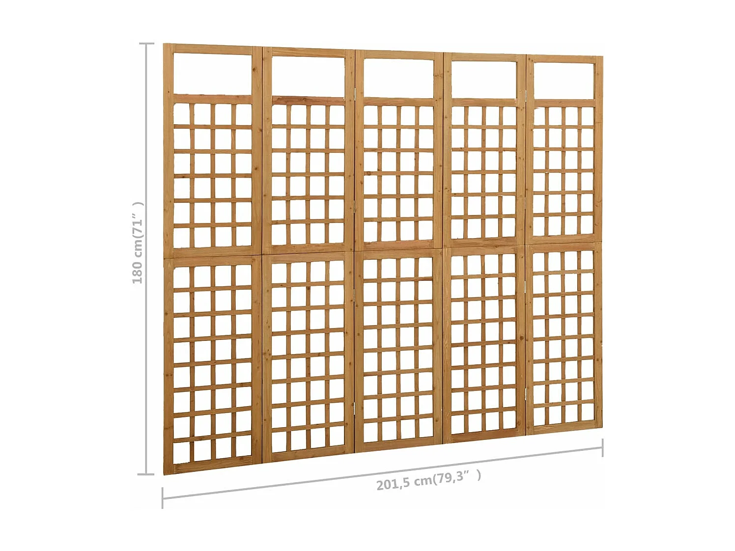Cloison de séparation à 5 panneaux/treillis bois sapin massif