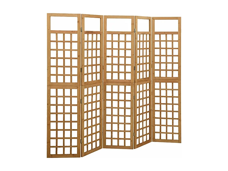 Divisorio a 5 Pannelli in Legno Massello di Abete 201,5x180 cm