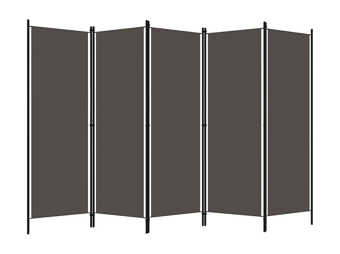 Biombo divisor de 5 paneles gris antracita 250x180 cm