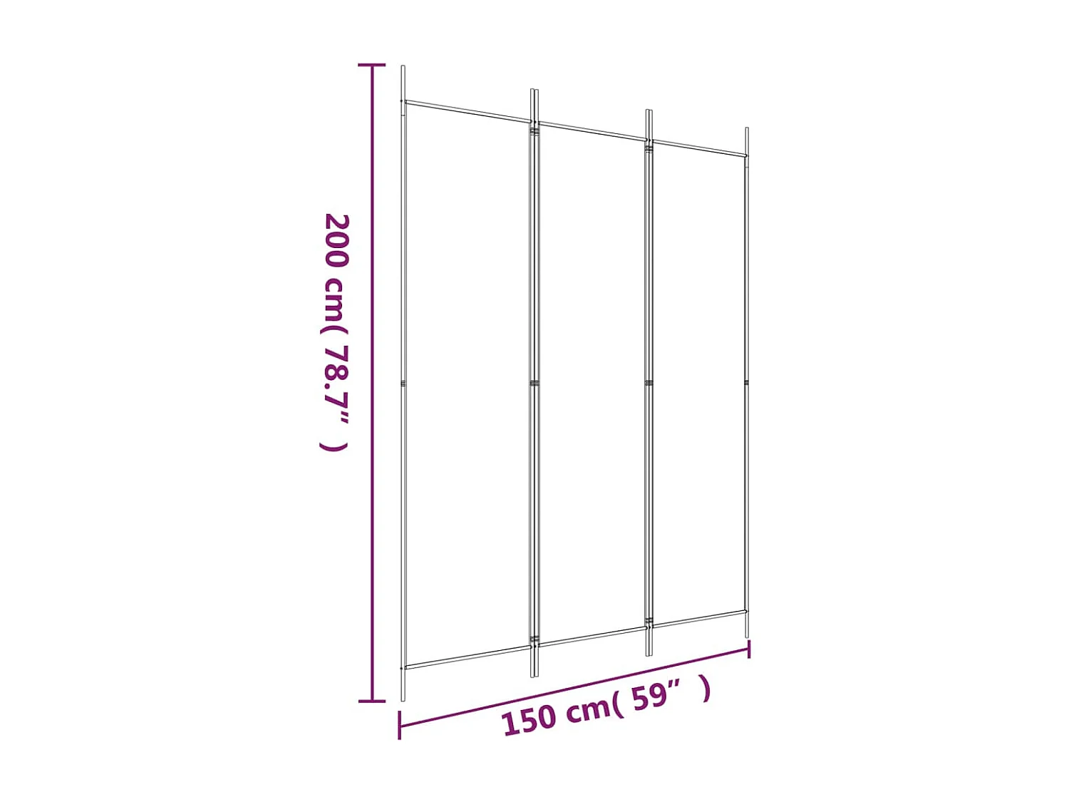 Kamerscherm met 3 panelen 150x200 cm stof bruin