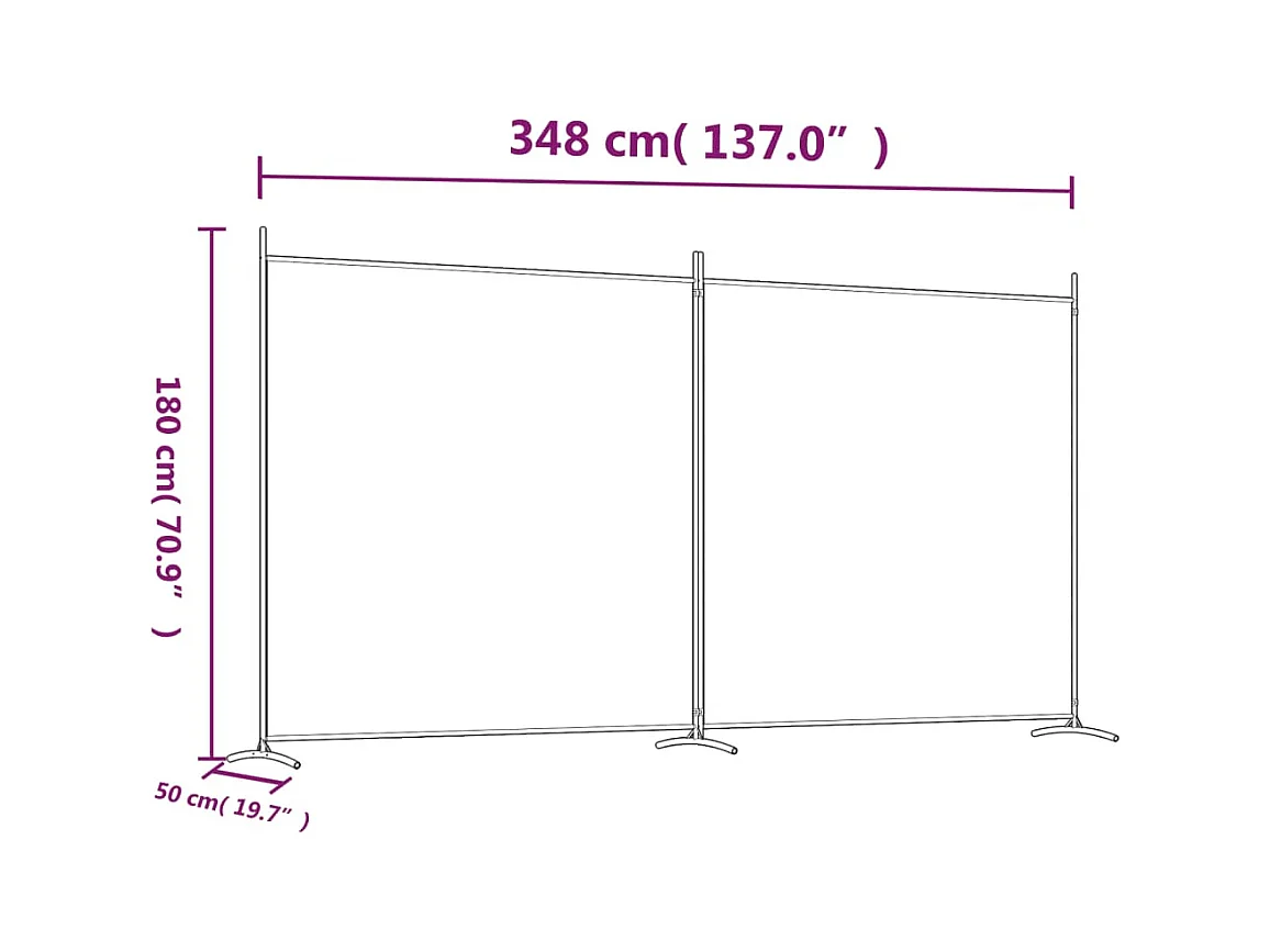 Cloison de séparation 2 panneaux Anthracite 348x180 cm Tissu