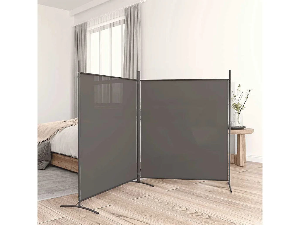 Cloison de séparation 2 panneaux Anthracite 348x180 cm Tissu