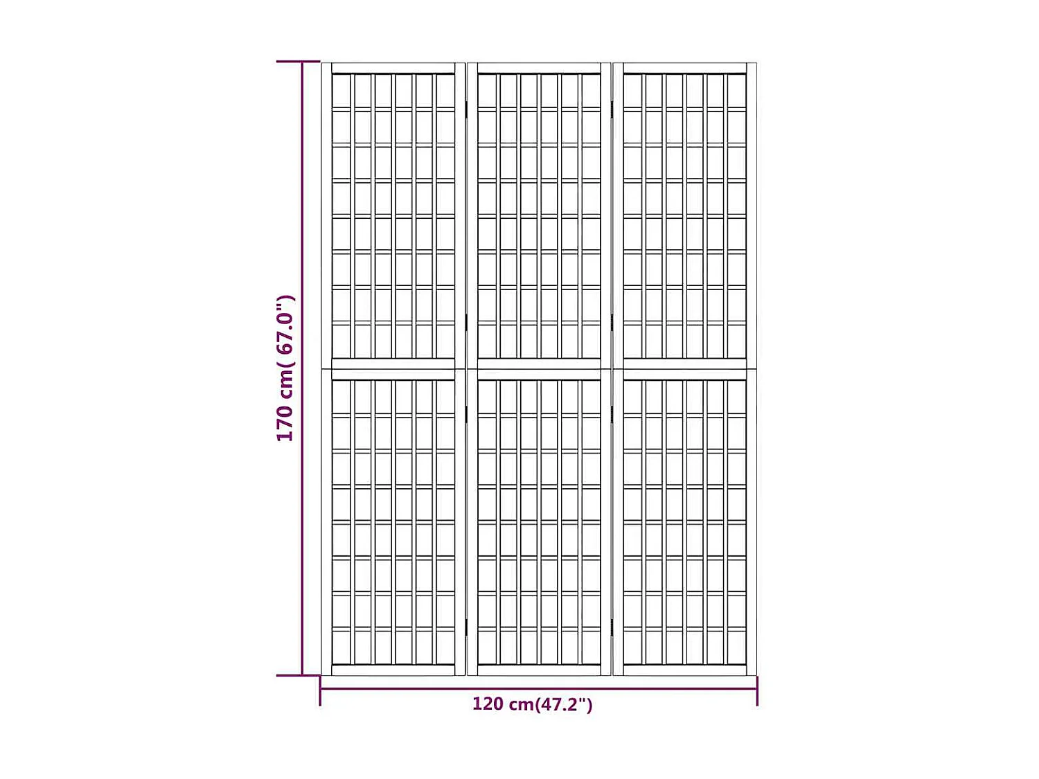 3-tlg. Paravent Japanischer Stil Faltbar 120x170 cm Weiß