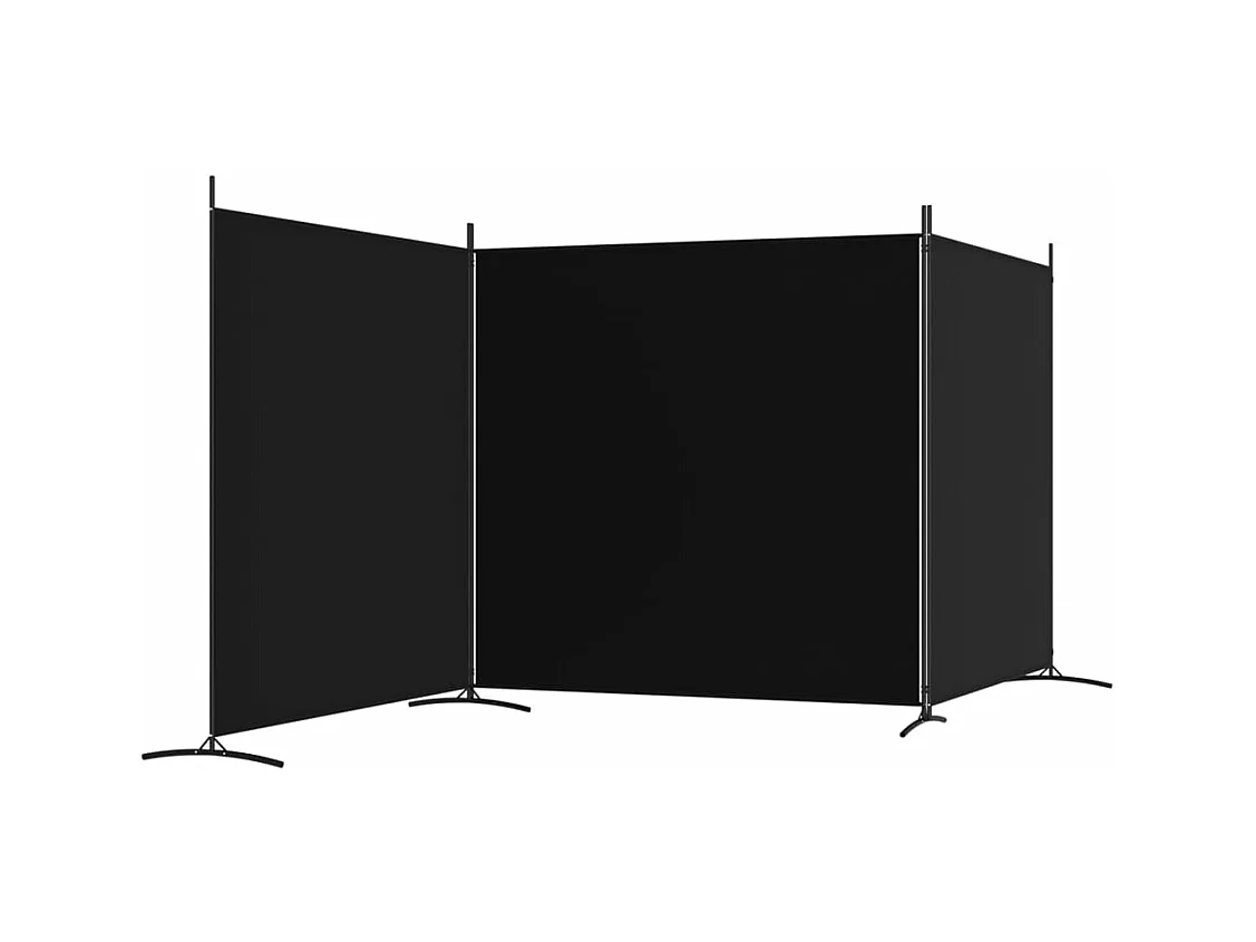 Cloison de séparation 3 panneaux Noir 525x180 cm Tissu