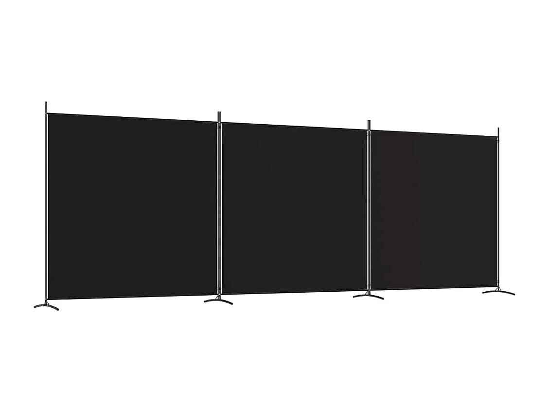 3-tlg. Paravent Schwarz 525x180 cm Stoff