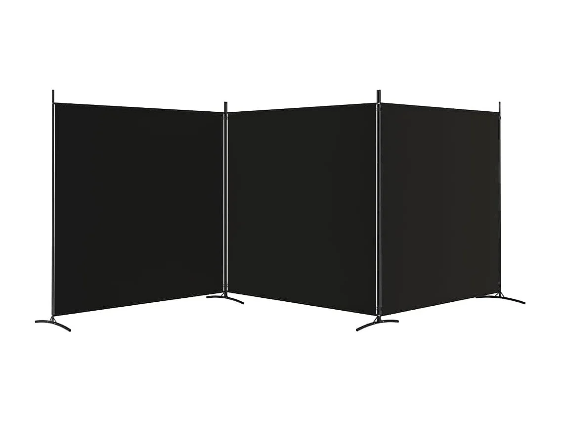 3-tlg. Paravent Schwarz 525x180 cm Stoff