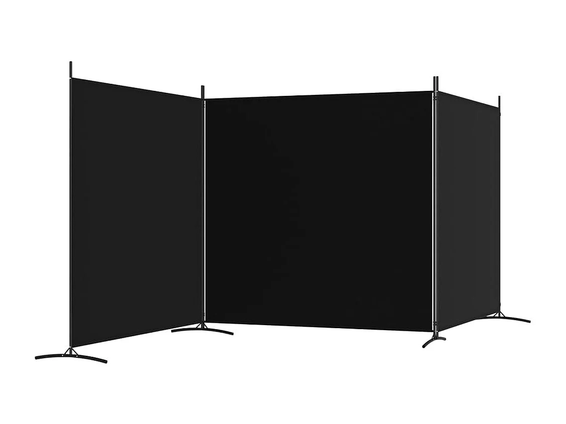 3-tlg. Paravent Schwarz 525x180 cm Stoff