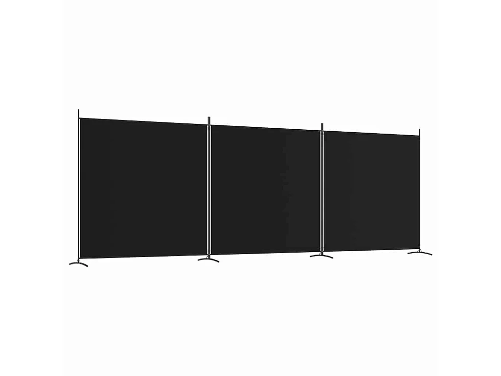 Paravent 3 panneaux Noir 525x180 cm Tissu