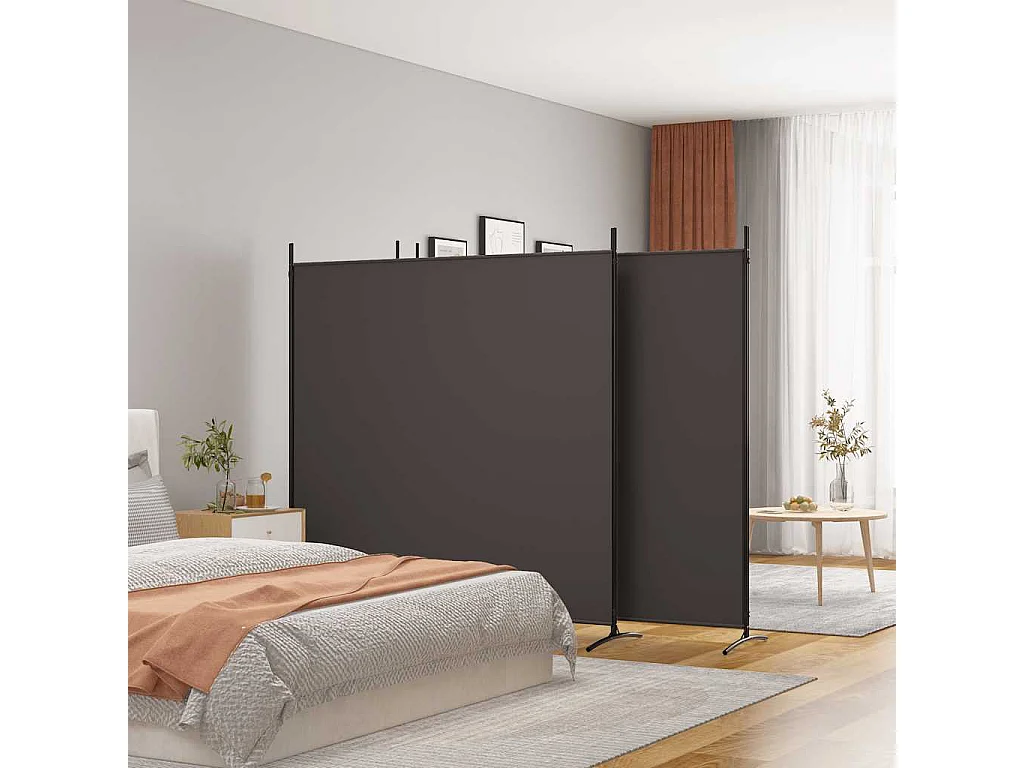 Kamerscherm met 4 panelen 698x180 cm stof bruin