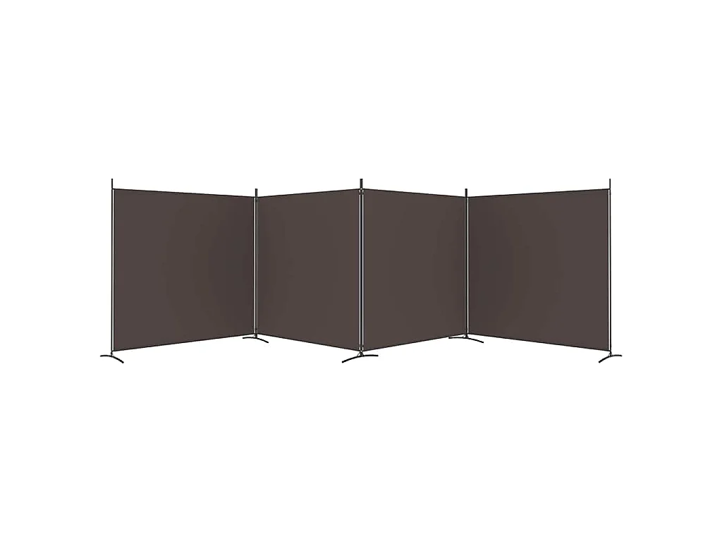 4-tlg. Paravent Braun 698x180 cm Stoff