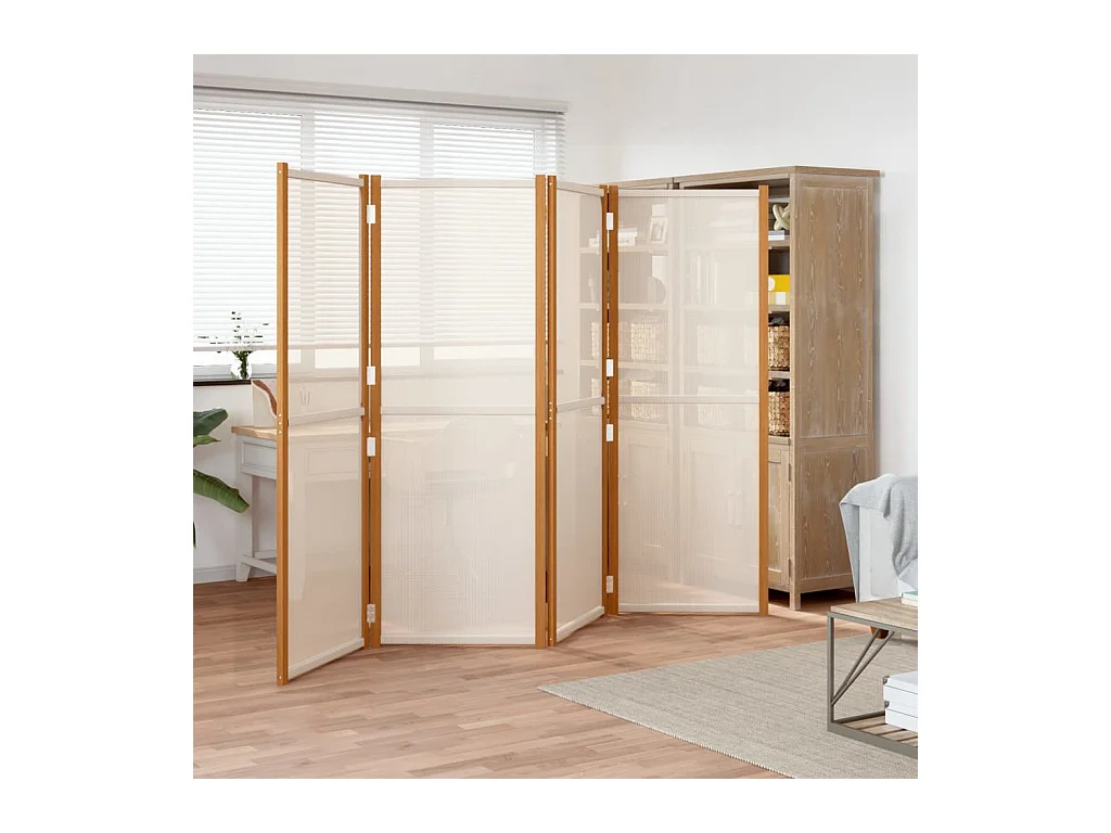 Cloison de séparation 4 panneaux Blanc crème 280x180 cm