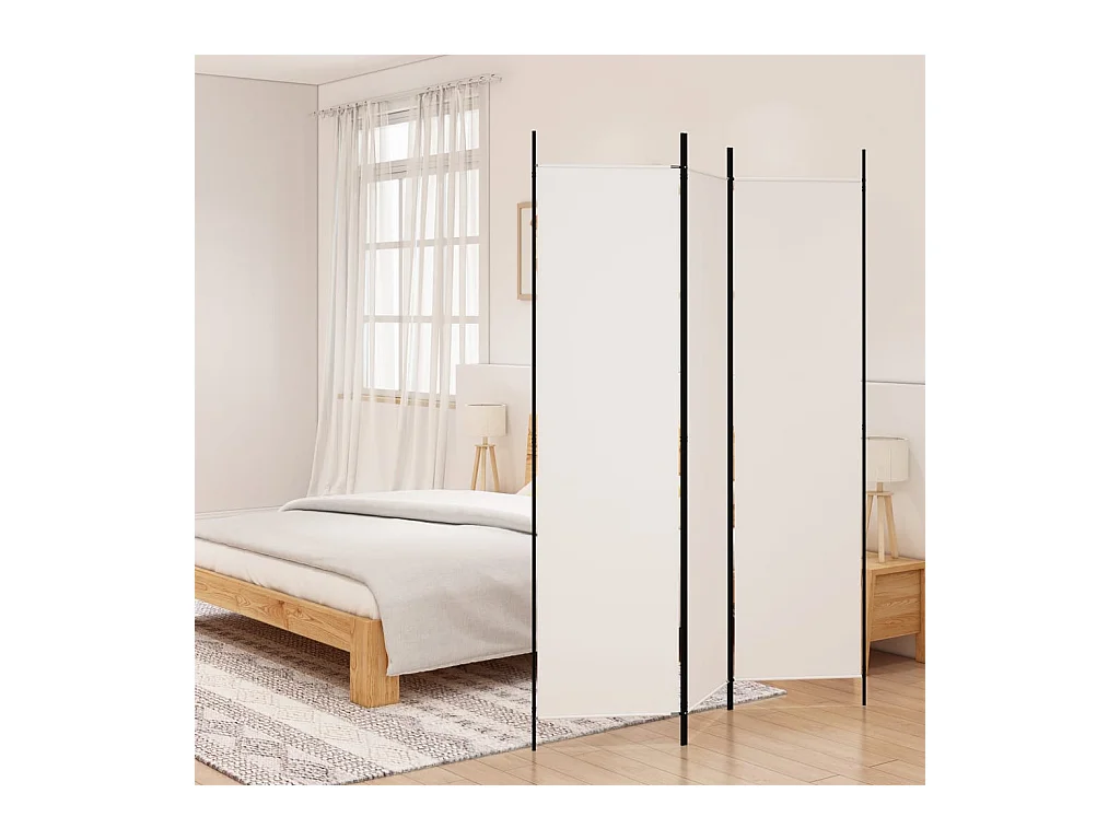 Cloison de séparation 3 panneaux Blanc 150x200 cm Tissu