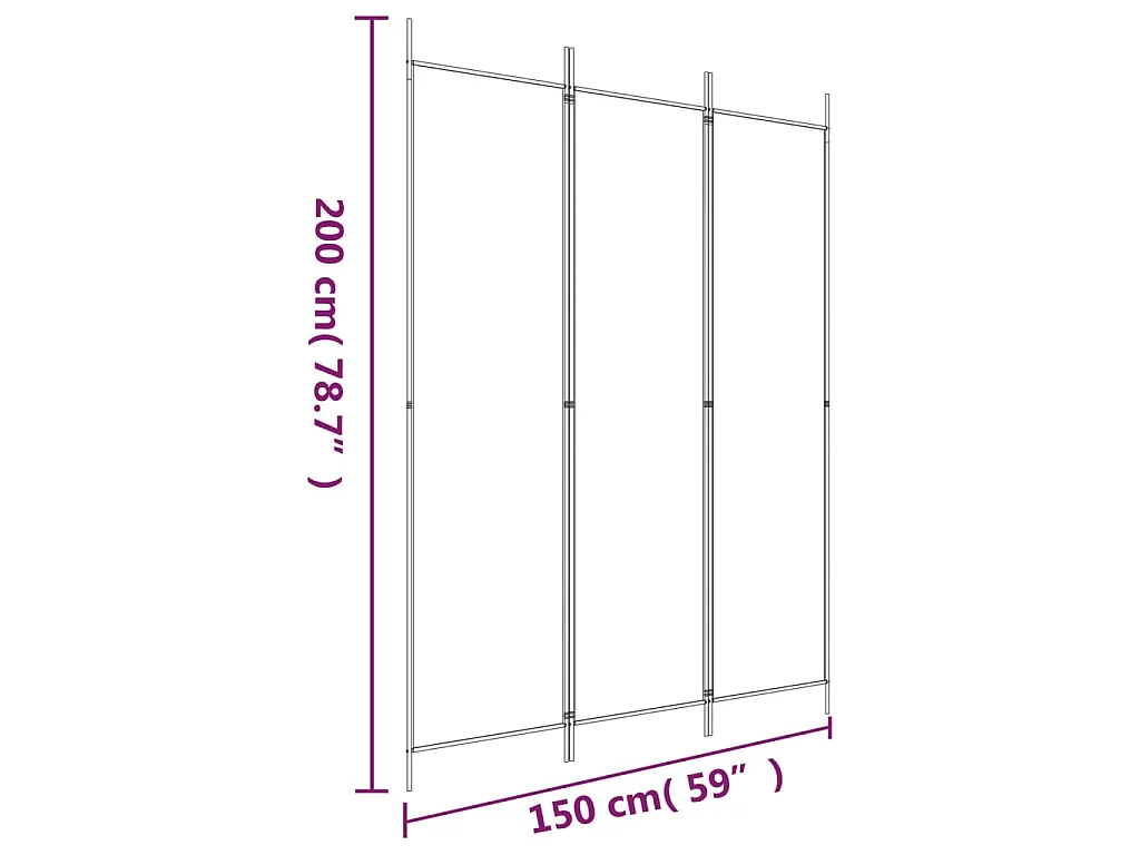 3-tlg. Paravent Weiß 150x200 cm Stoff